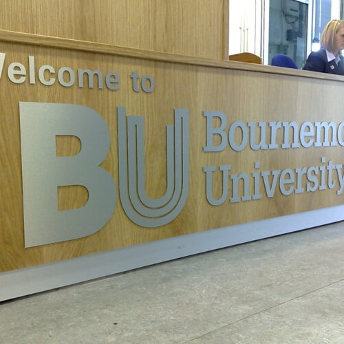 bournemouth university education internal simplefix lettering flat cut lettering and logos